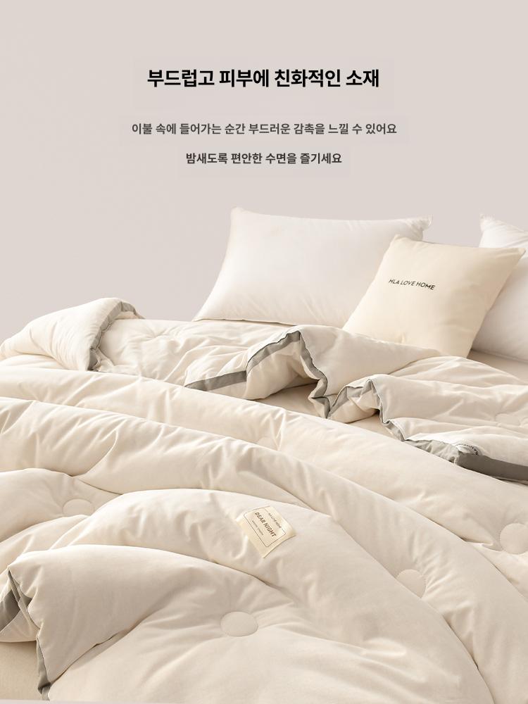 신장 면직물 여름 이불 문라이트화이트 그레이 트림 150x200cm 여름용 - 상세 이미지 4