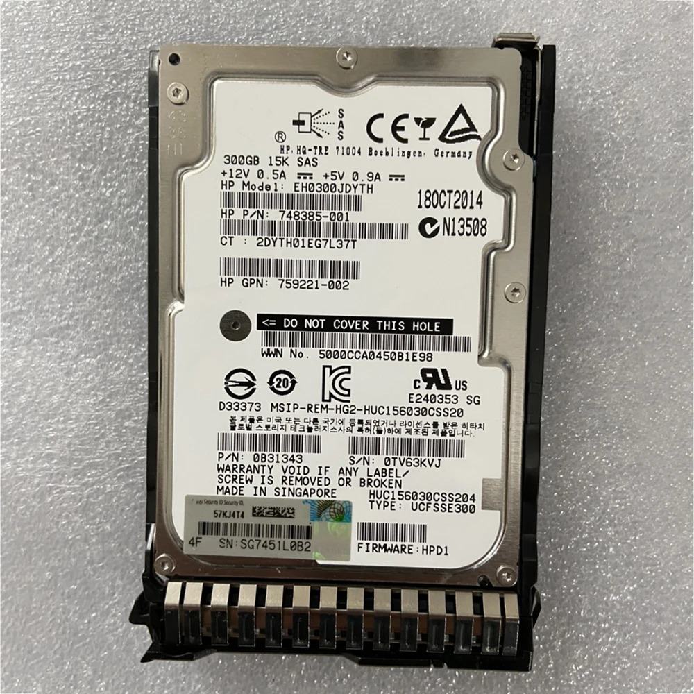 hp호환경우 300GB 759208 -B21 300G SAS 15K 12G 2.5 759546 -001 서버 하드