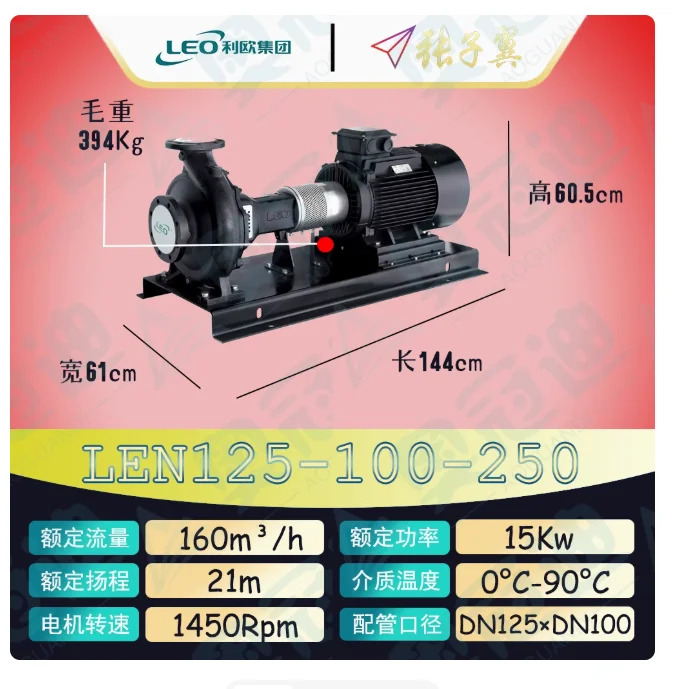 LEO LEN 수평 엔드 흡입 원심 펌프 LEN125-80-250E 5.5KW LEN125-100-250 15KW LEN125-100-250A LEN125-100-250B 11