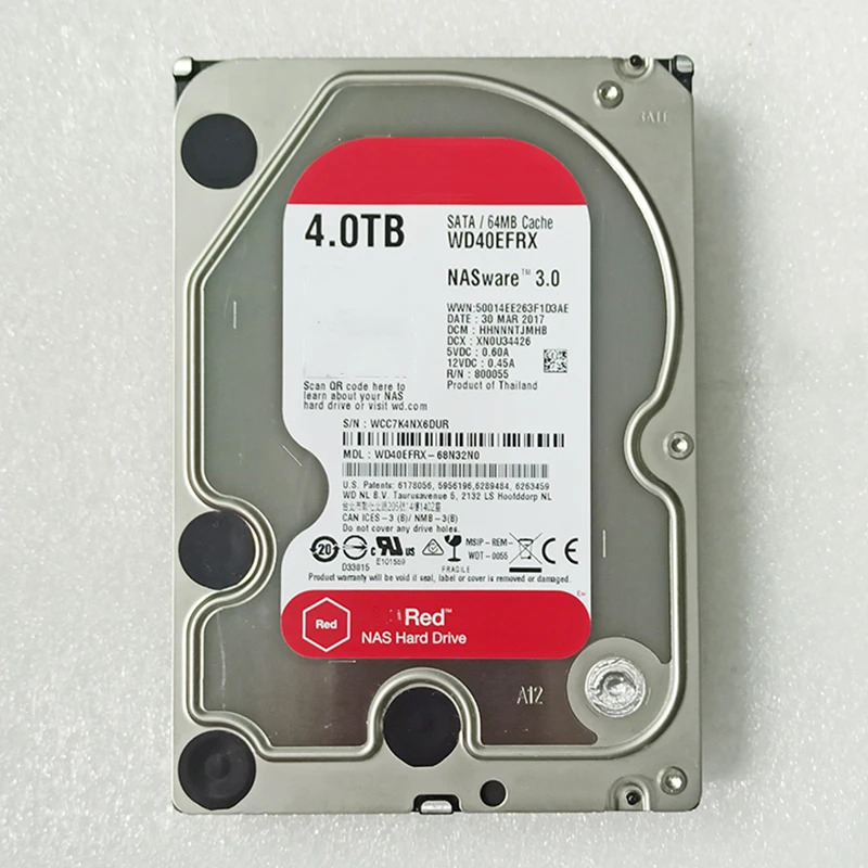 WD40EFRX 4T 3.5인치 NAS 서버 하드 5400RPM 64M SATA