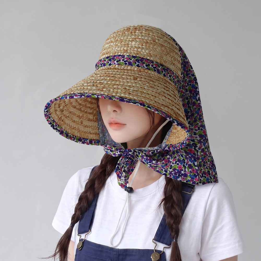 여름 햇빛 자외선 차단 여성 썬캡 물놀이 촌캉스 모자 와이드 비치 롤업 플랩캡 이미지 6