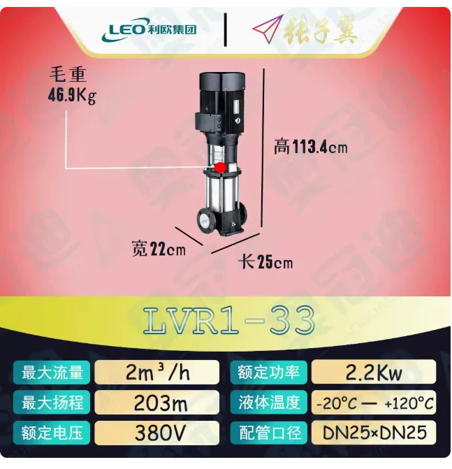 LEO LVR/LVS1 스테인레스 스틸 수직 다단 펌프 LVR1-33 LVS1-33 LVR1-36 LVS1-36