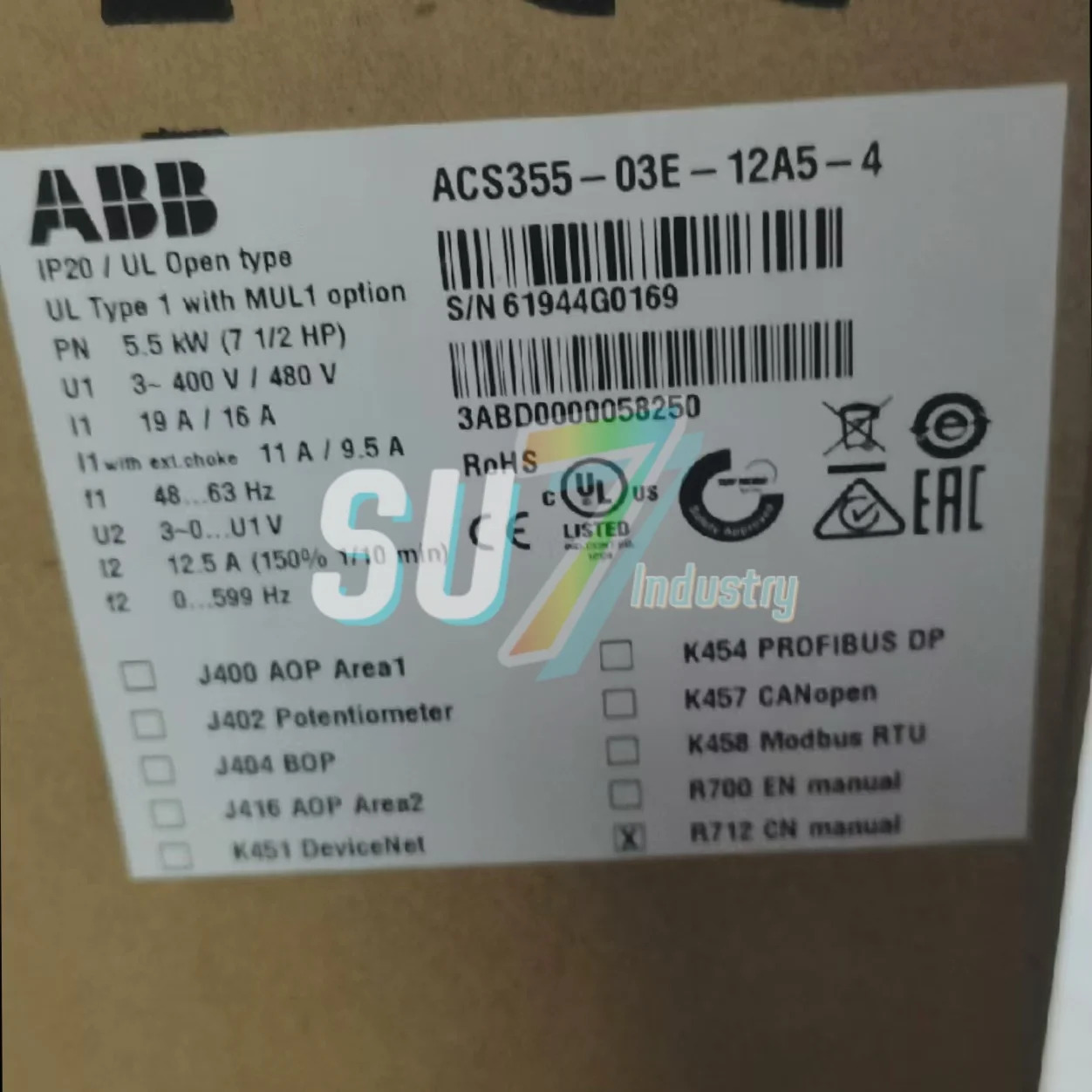 주파수 변환기 ACS355-03E-12A5-4 ACS355-03E-15A6-4 신규