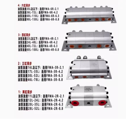 유압 동기 병렬 전환 밸런스 밸브 FMA-2R/3R/4R/6R-2.1/4.2/8.8 실린더 모터