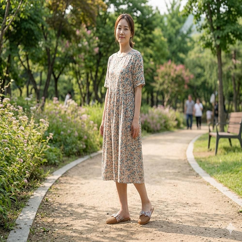 발편한 여성 사무실 슬리퍼 리본 라탄 뮬 여름 실내화 4컬러 - 상품 이미지