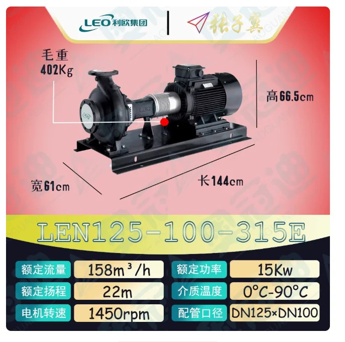 LEO LEN 수평 엔드 흡입 원심 펌프 LEN125-100-315C 18.5KW LEN125-100-315D LEN125-100-315E 15KW