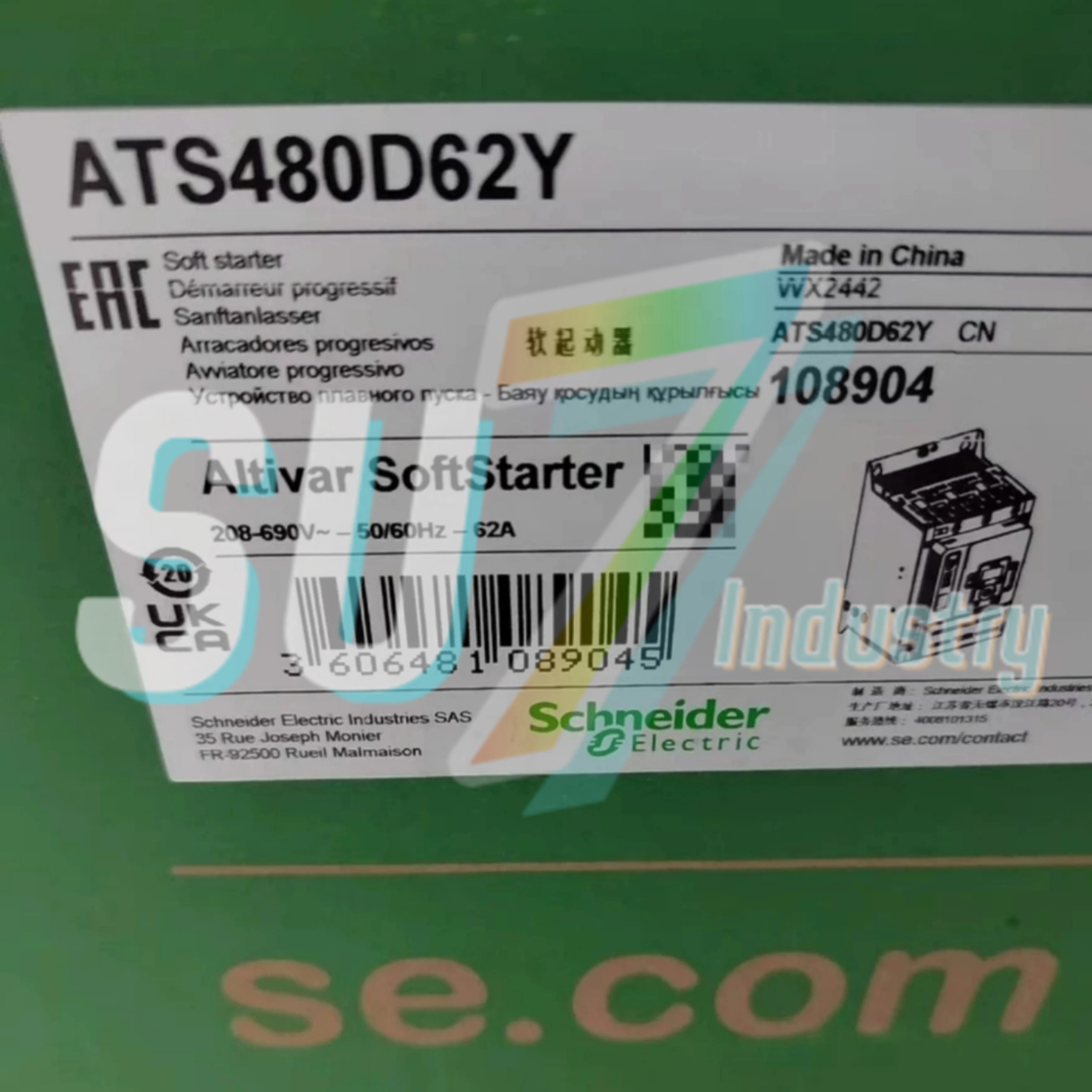 소프트 스타터 ATS480D62Y 62A 30kW ATS480D75Y 75A 37kW ATS480D88Y 88A 45kW 내 새