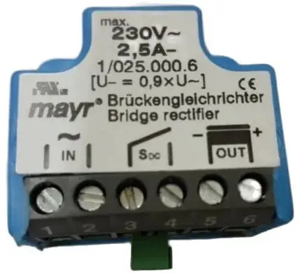 Mayr 모터 브레이크 정류기 400V-30A-1 024.000.6 230V-2.5A-1 025.000.6 20/017.000.2 230VAC 1/012.000.2 10/017.