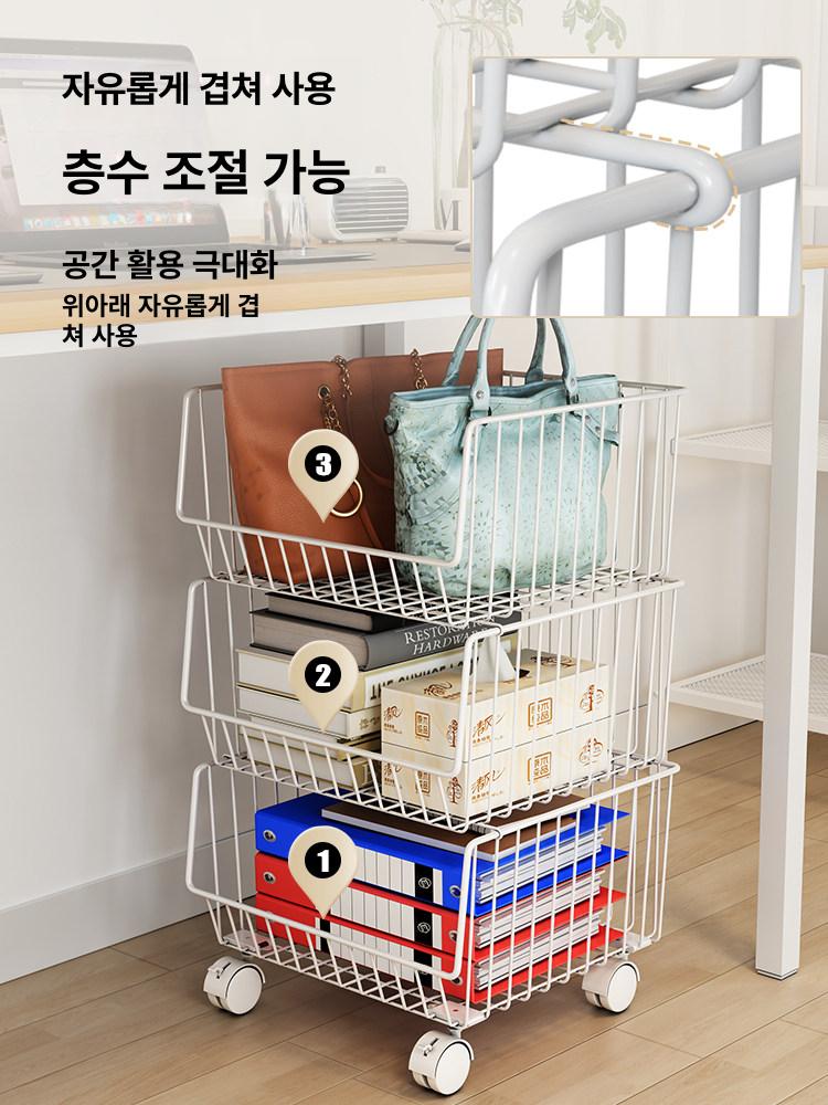 이동식 정리함 싱글 수납함 다용도 바퀴 카트 정리대 수납장 운반 거치대 - 상세 이미지 3