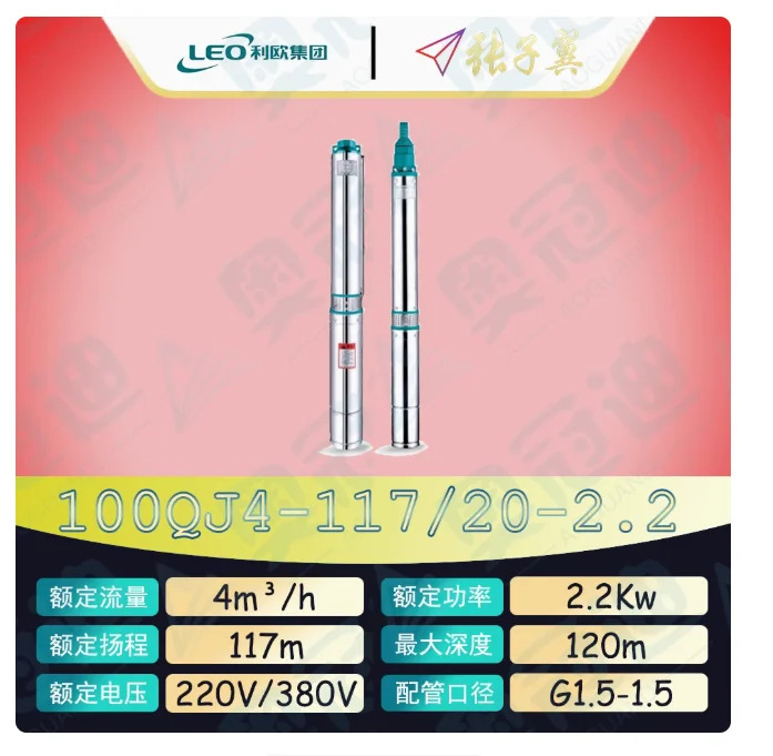 LEO QJ 깊은 우워터펌프 하이 리프트 스테인레스 스틸 단상 220V 100QJ4-88/15-1.5D 100QJ4-117/20-2.2D 100QJ4-152/26-3D