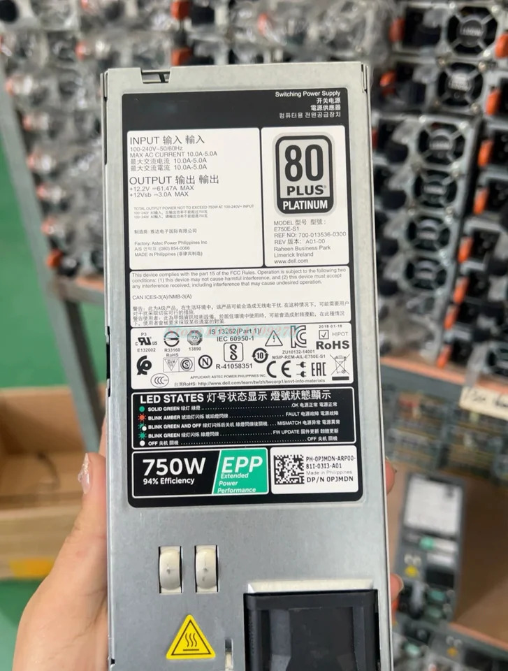 D750E-S6 E750E-S1 서버 EPP 전원공급장치 DELL R630 R730 R730XD R740 R640 R530 0V1YJ6 05RHVV 0PN 0TPJ2X 750W