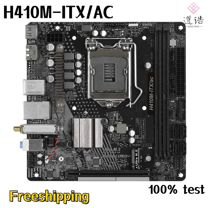 ASRock호환 H410M-ITX/AC 마더보드64GB HDMI PCI-E3.0 M.2 LGA 1200 DDR4 Mini-ITX H410 메인보드 완전 작동 리퍼