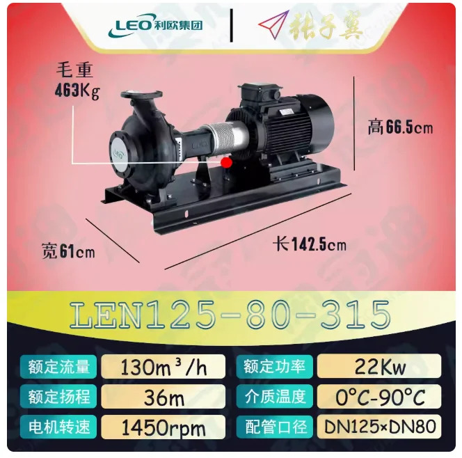LEO LEN 수평 엔드 흡입 원심 펌프 LEN150-125-250D 15KW LEN150-125-250E 11KW LEN125-80-315 22KW LEN125-80-315A