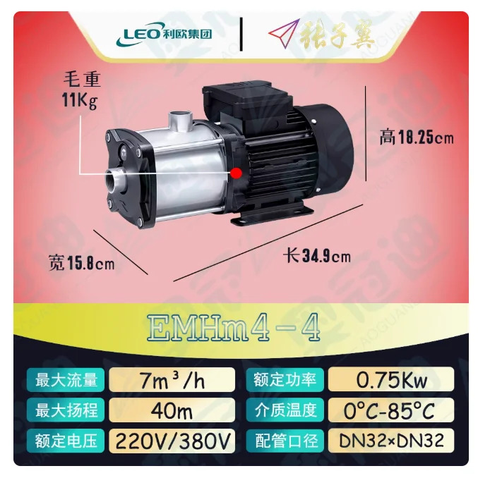 LEO EMHm 수평 다단 원심 워터 펌프 단상 220V 60Hz EMHm4-2 EMHm4-3 EMHm4-4
