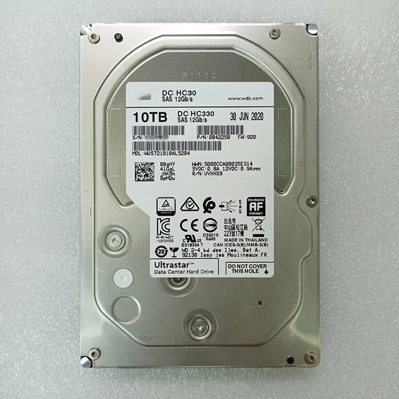 WD HC330 WUS경우 721010 AL5204 10T 3.5 SAS 엔터프라이즈 하드