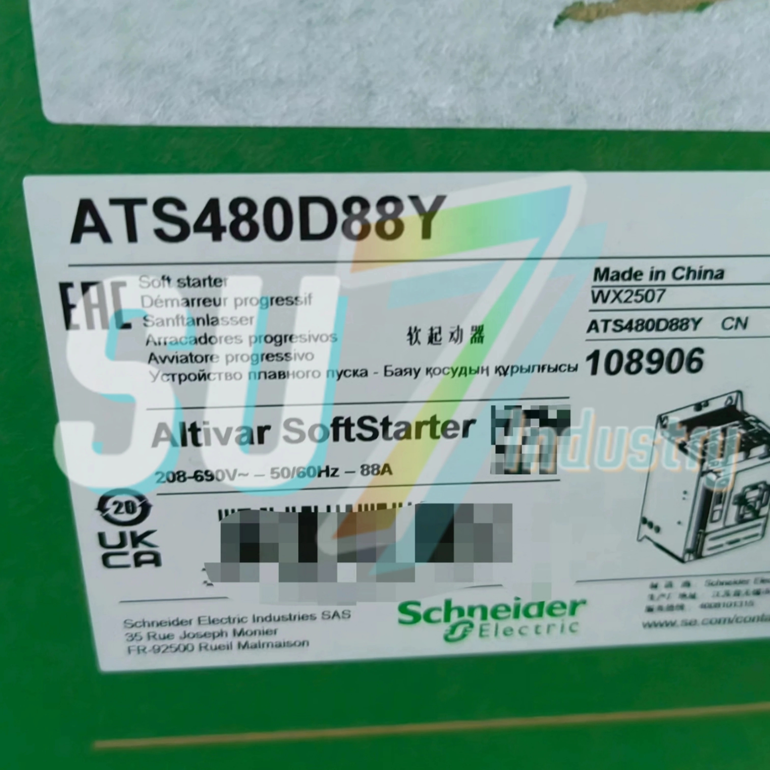 소프트 스타터 ATS480D62Y 62A 30kW ATS480D75Y 75A 37kW ATS480D88Y 88A 45kW 내 새