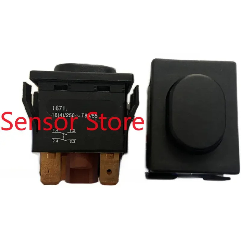10PCS 1671 버튼 자동 잠금 스위치 4핀 16A250V IP54 컷 30x22