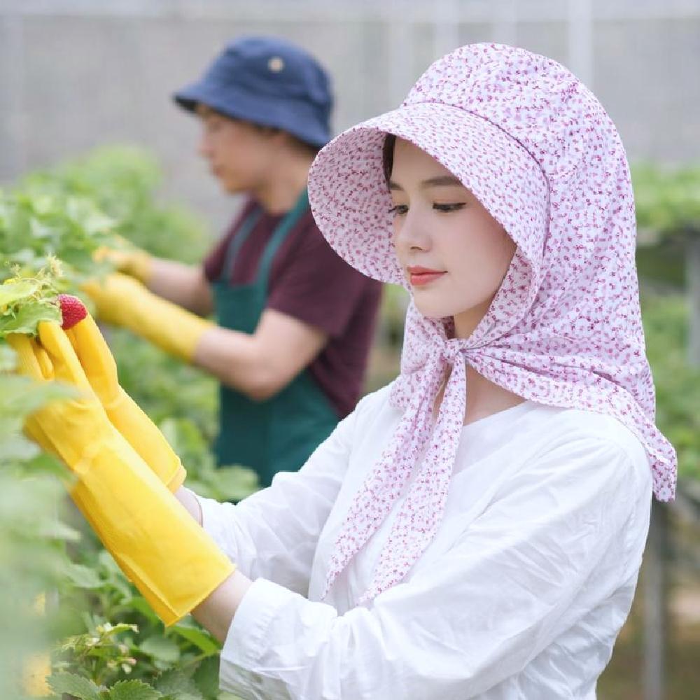 스카프 농사모자 작업 꽃무늬 썬캡 플라워 밭일 농촌 할머니 챙모자 여름 햇빛가리개 - 상세 이미지 5