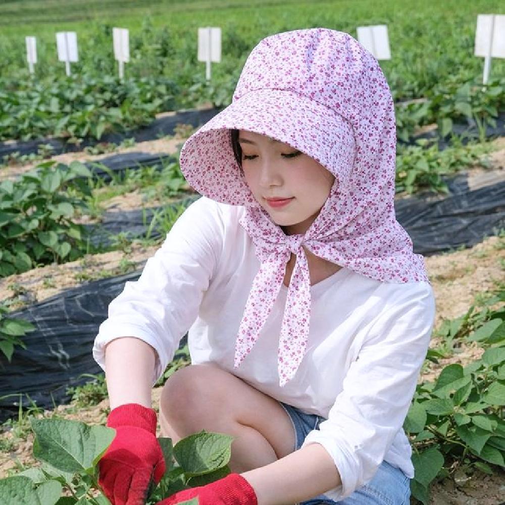 스카프 농사모자 작업 꽃무늬 썬캡 플라워 밭일 농촌 할머니 챙모자 여름 햇빛가리개 이미지 7