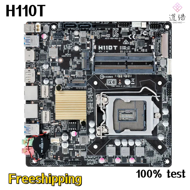 H110T 마더보드32GB HDMI M.2 LGA 1151 DDR4 Mini-ITX 17x17 H110 메인보드 완전 작동 리퍼