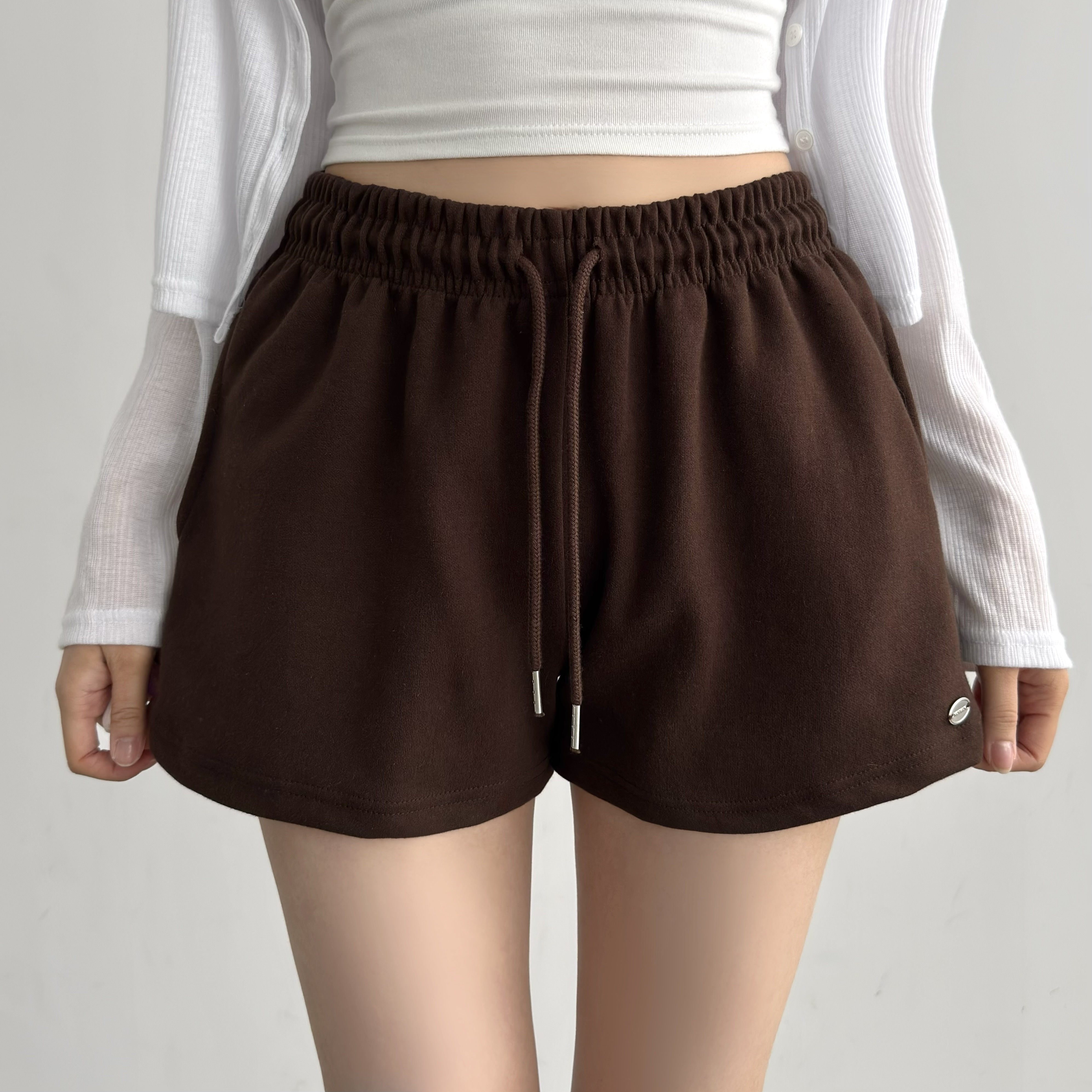 롱다리핏 허리밴딩 팬던트 3부 스트랩 숏팬츠 포켓 트레이닝바지 반바지 - 상품 이미지
