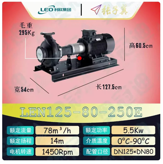 LEO LEN 수평 엔드 흡입 원심 펌프 LEN125-80-250E 5.5KW LEN125-100-250 15KW LEN125-100-250A LEN125-100-250B 11