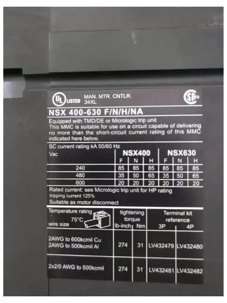 리퍼 NSX630F MCCB OK