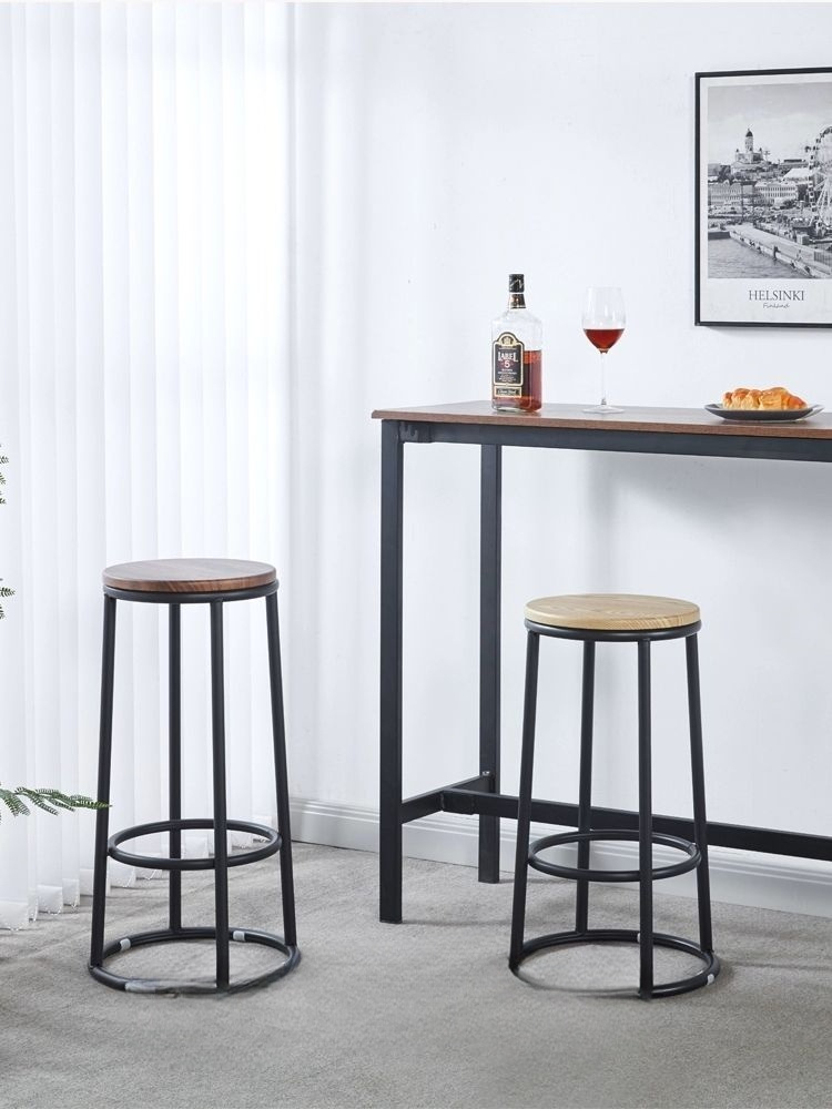 철제 높은의자 바체어 원형의자 바스툴 목재 카운터 등받이 홈바의자 원형바의자 보강 - 상품 이미지