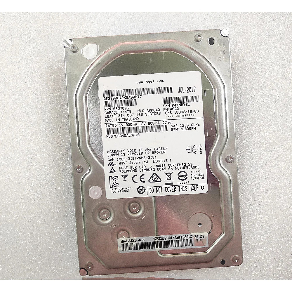 화웨이호환 02311PVP HUS4TB 726040 ALS210 7.2k 12Gb SAS 서버 하드 드라이브 3.5인치