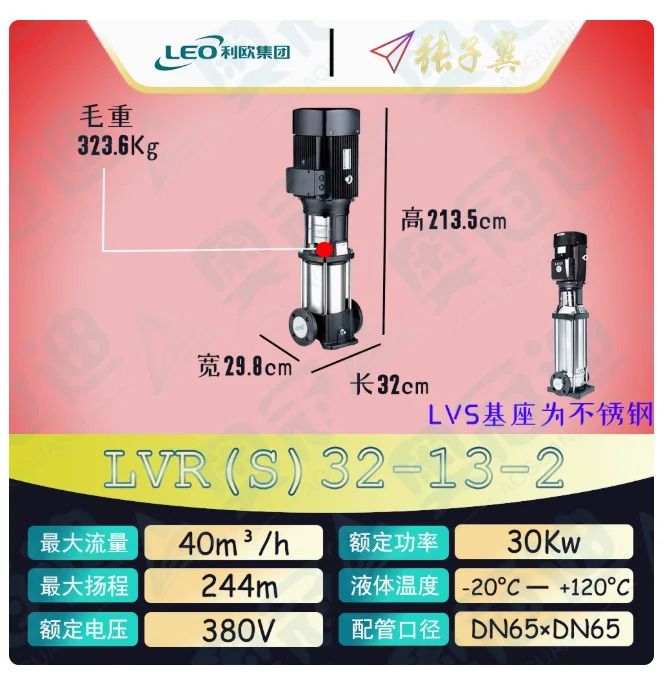 LEO LVR/LVS32 스테인레스 스틸 수직 다단식 워터 펌프 LVR32-13-2 LVS32-13-2 LVR32-13 LVS32-13 LVR/LVS32-14-2 LVR/S32-