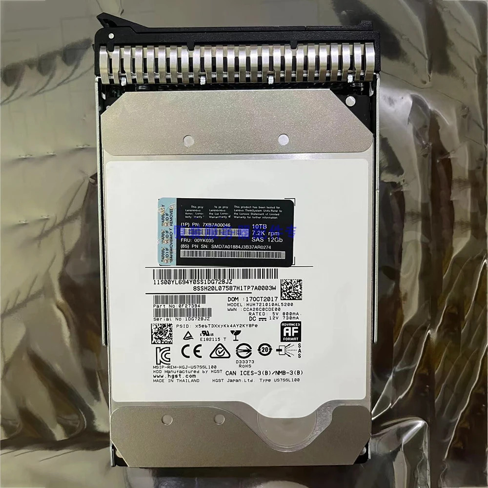 10TB 7XB7A00046 00YK035 10T 7.2K 3.5인치 SAS 12G HDD SR650