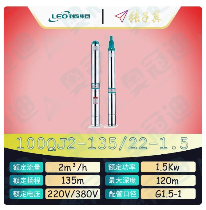 LEO QJ 깊은 우워터펌프 하이 리프트 스테인레스 스틸 3상 380V 100QJ2-111/18-1.1 100QJ2-135/22-1.5 100QJ2-184/30-2.2