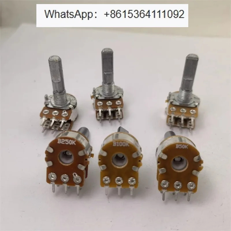 10Pcs 16 듀얼 전위차계 B50K B100K B250K 중지점 핸들 길이 25MMF