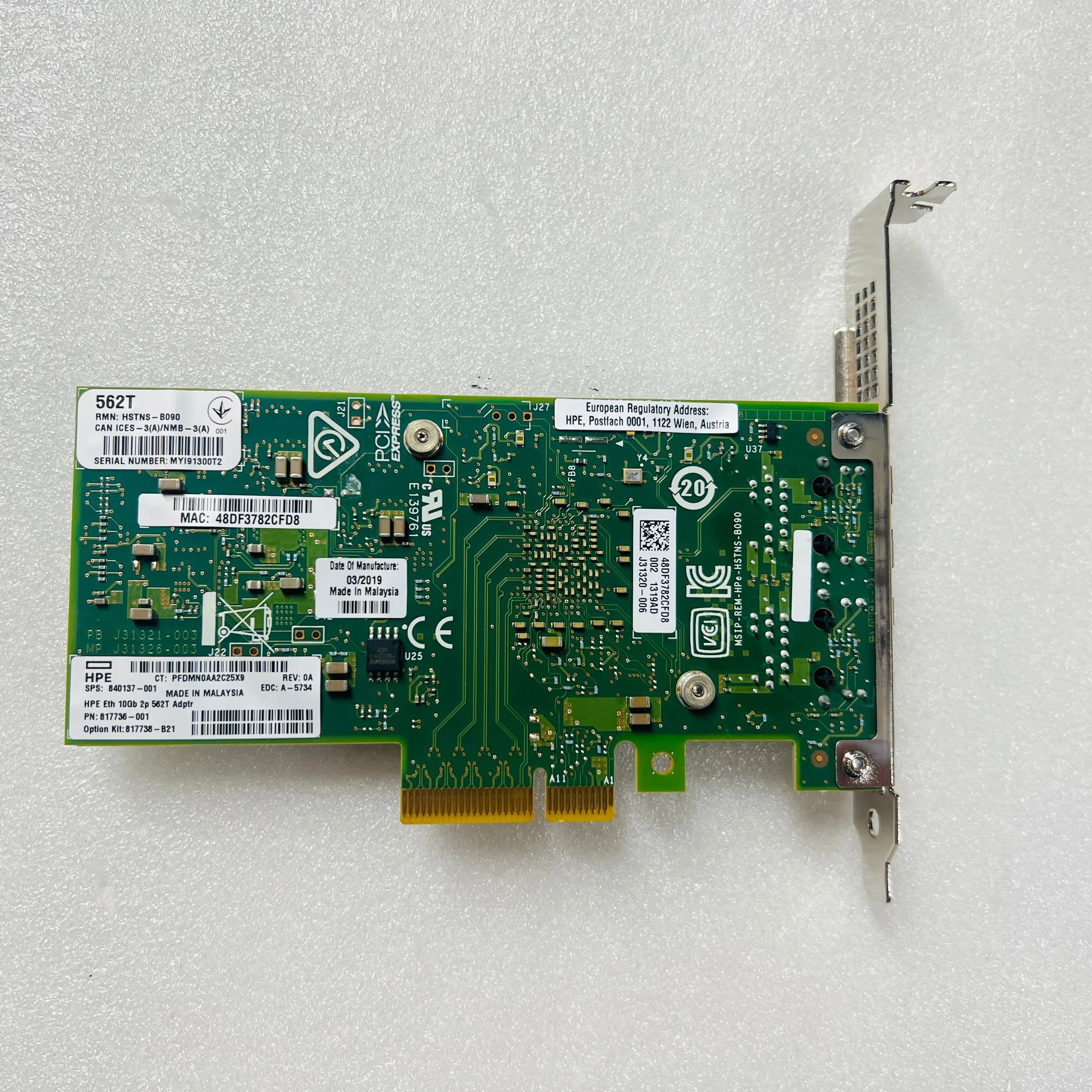X550-T2 hp호환E 562T경우 840137 -001 817738 -B21 듀얼 포트기가비트 전기 포트 네트워크 인터페이스 카드