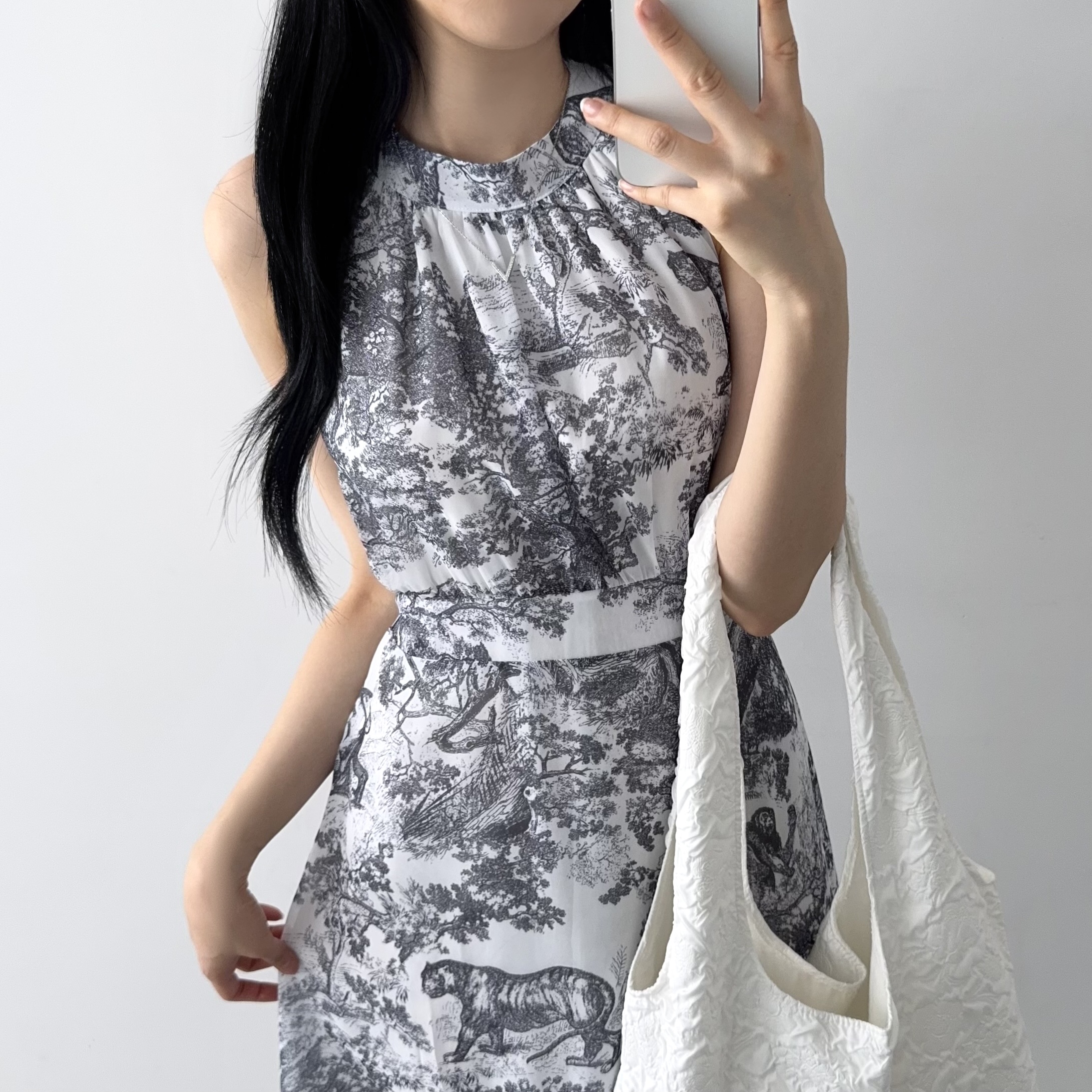 홀터넥 에스닉 하늘하늘~시스루 2중원단 플레어 롱 원피스 이미지 7