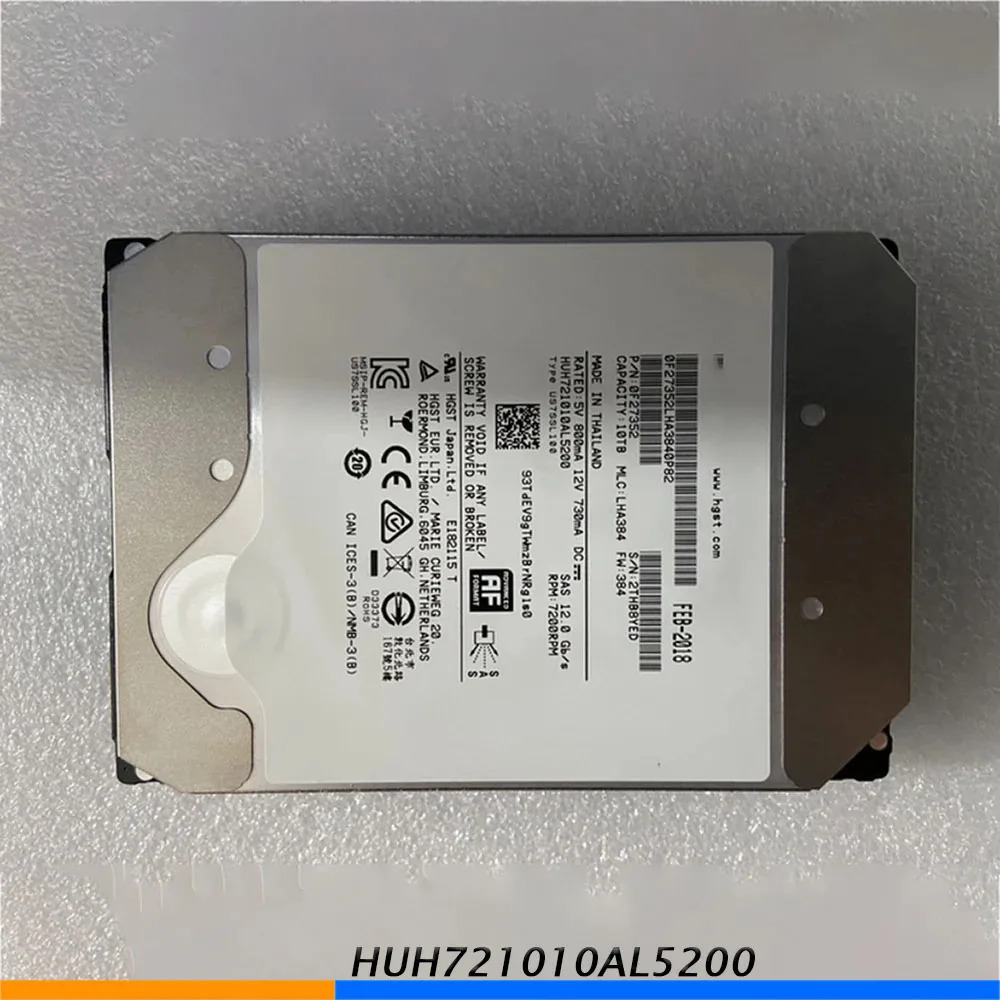10 테라바이트 HGST 10T SAS 12G HUH721010AL5200 7200RPM 256MB 12 기가 바이트호환/초 3.5 하드