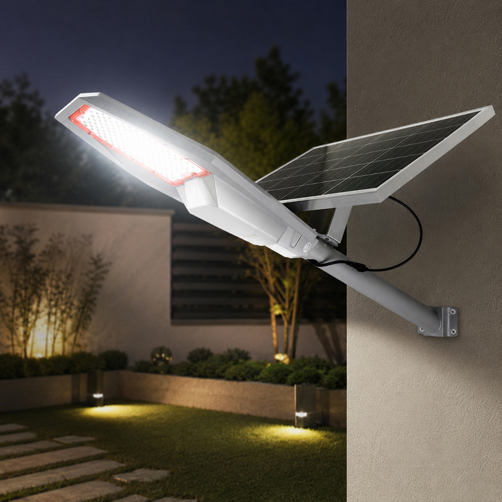 탑라이텍 태양광 가로등 조명 태양열 정원등 LED 전구 부착형 실버 600W - 상품 이미지