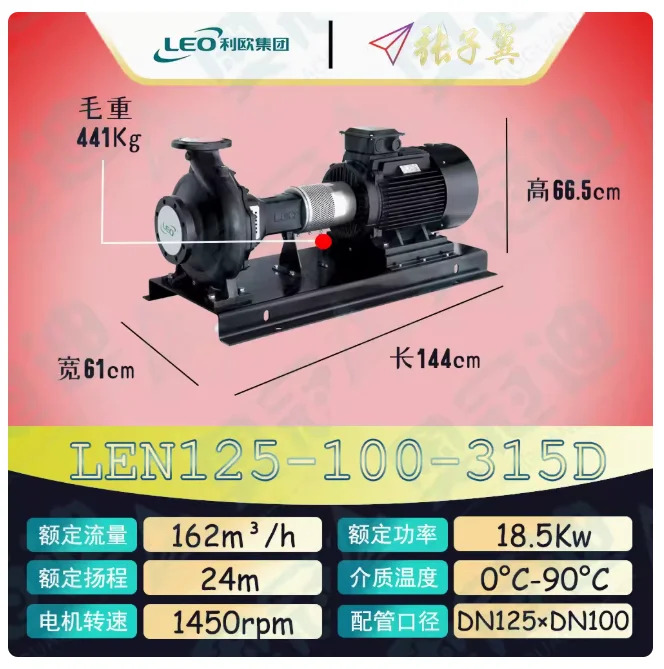 LEO LEN 수평 엔드 흡입 원심 펌프 LEN125-100-315C 18.5KW LEN125-100-315D LEN125-100-315E 15KW