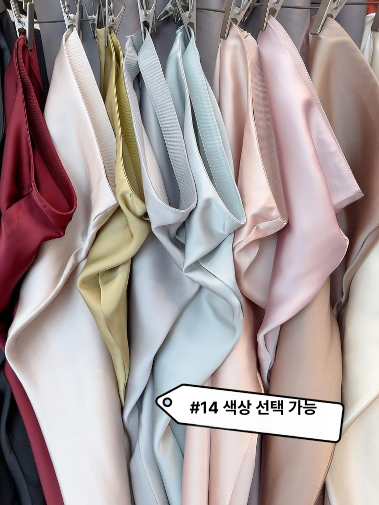 새틴 스커트 여성 여름 봄 미디 플리츠 하이웨이스트 롱 치마 - 상세 이미지 5