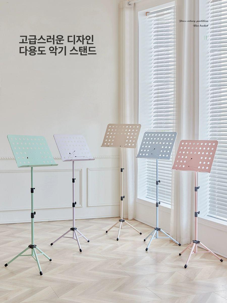 마이크 악보스탠드 접이식 악보대 공연용 거치대 연주 탁상용 홀더 악보보면대 조절 - 상세 이미지 3