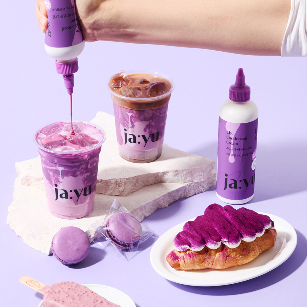 JAYU 자유 저당 우베 연유 크림 260g 퍼플얌 타로 라떼 - 상품 이미지