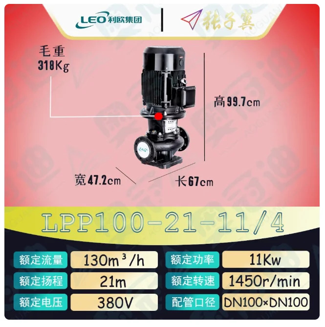 LEO LPP 바닥판이 없는 수직 파이프라원심 순환 펌프 LPP100-21-11/4 LPP100-16-7.5/4 125-50-30/2 125-44-30
