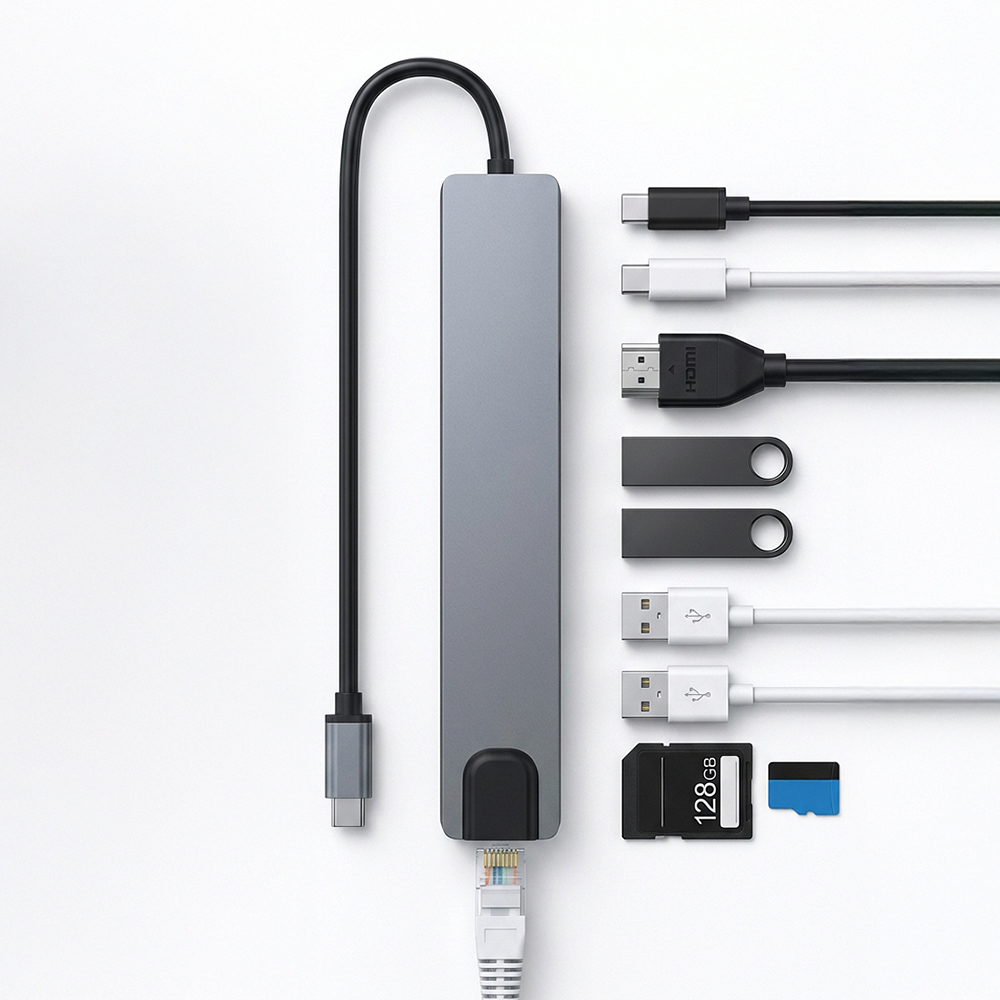 아모란나 C타입 허브 USB 3.0 멀티허브 HDMI 노트북 맥북 10포트 10in1 - 상품 이미지
