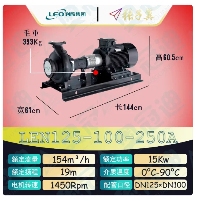 LEO LEN 수평 엔드 흡입 원심 펌프 LEN125-80-250E 5.5KW LEN125-100-250 15KW LEN125-100-250A LEN125-100-250B 11