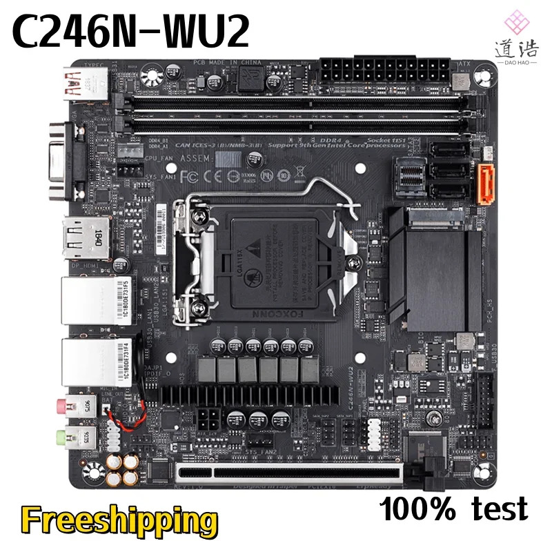 C246N-WU2 마더보드 64GB HDMI DP M.2 LGA 1151 DDR4 Mini-ITX C246 메인보드 완전 작동 리퍼