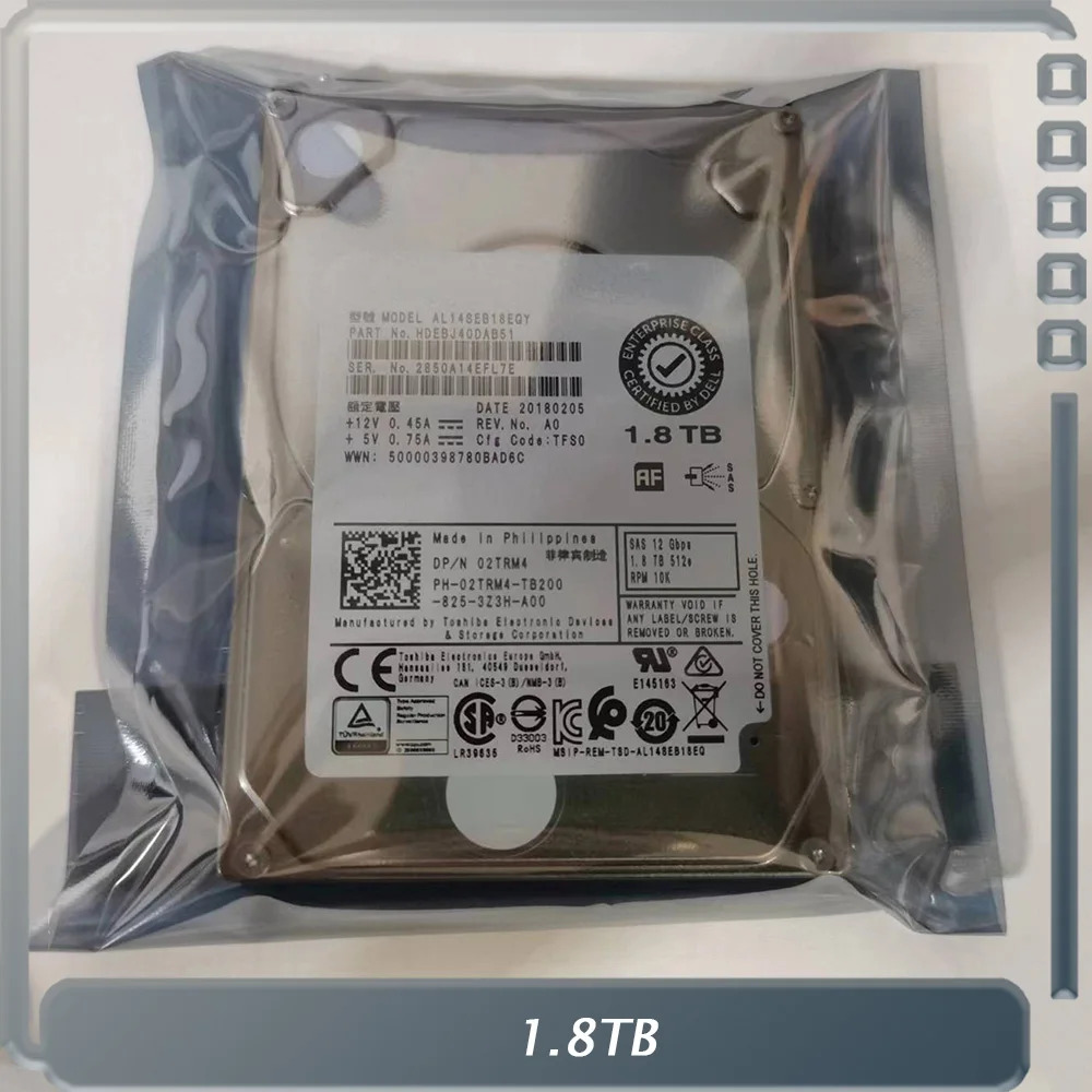 델 AL14SEB18EQY 2TRM4 02TRM4 SAS 10K 12G 2.5 하드 드라이브1.8T