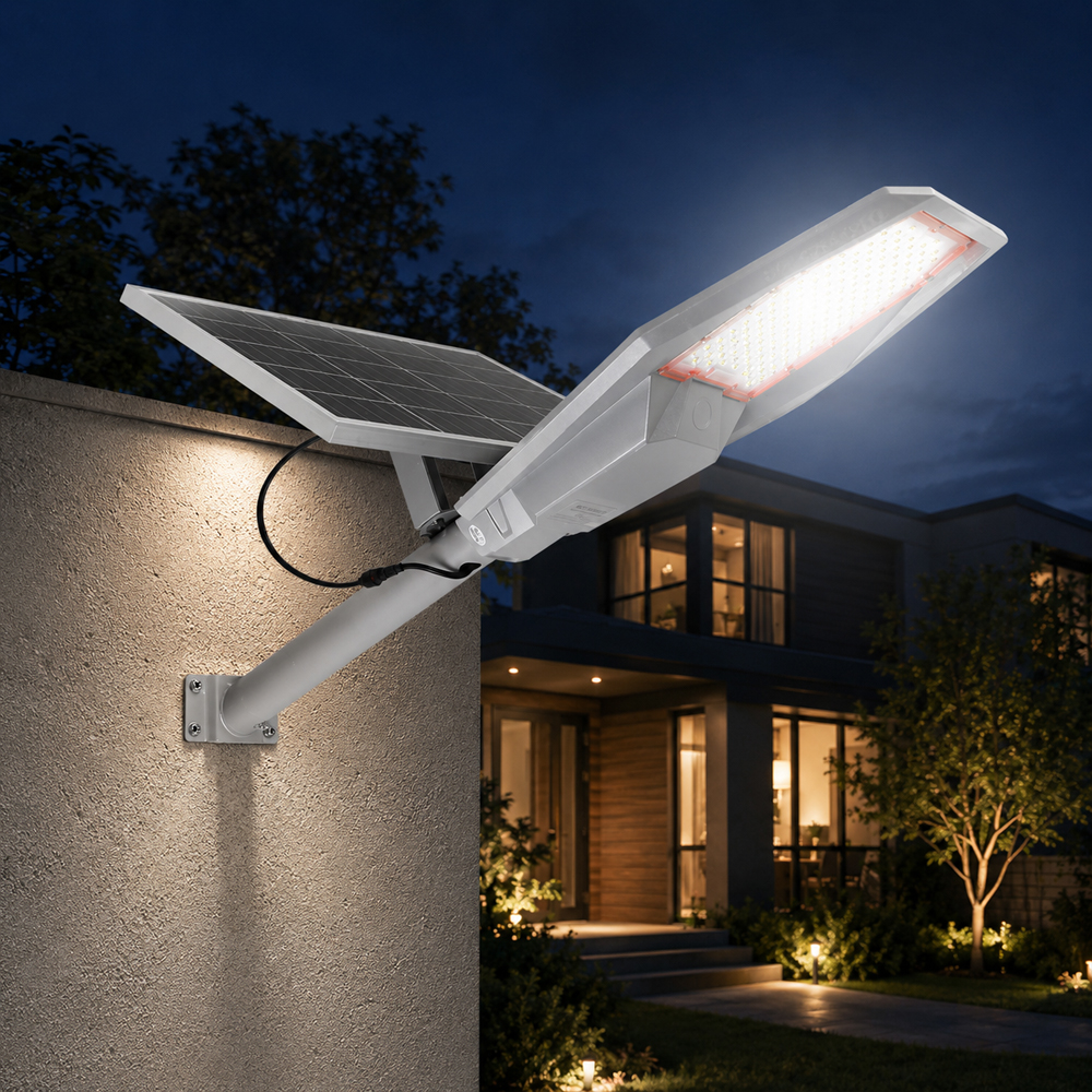 탑라이텍 태양광 가로등 조명 태양열 정원등 LED 전구 부착형 실버 400W - 상품 이미지