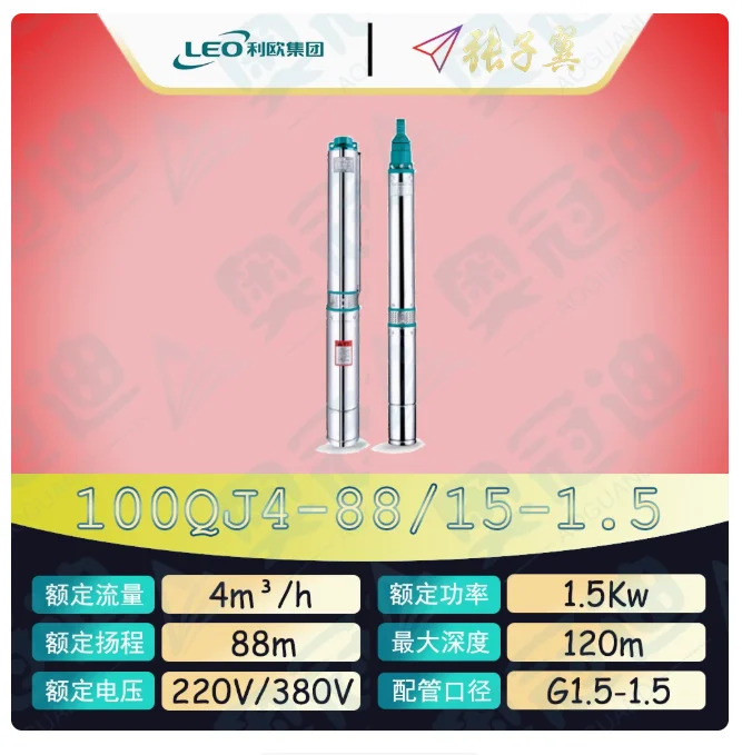 LEO QJ 깊은 우워터펌프 하이 리프트 스테인레스 스틸 3상 380V 100QJ4-65/11-1.1 100QJ4-88/15-1.5 100QJ4-117/20-2.2