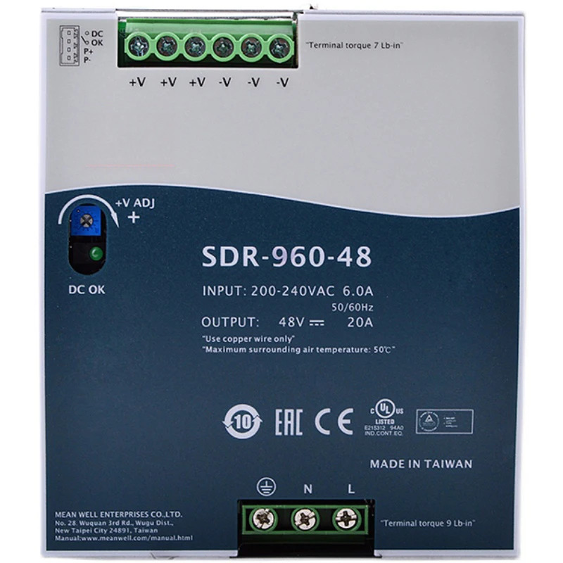 SDR-960-48 산업레일 48V 20A 스위칭 전원공급장치 22024V