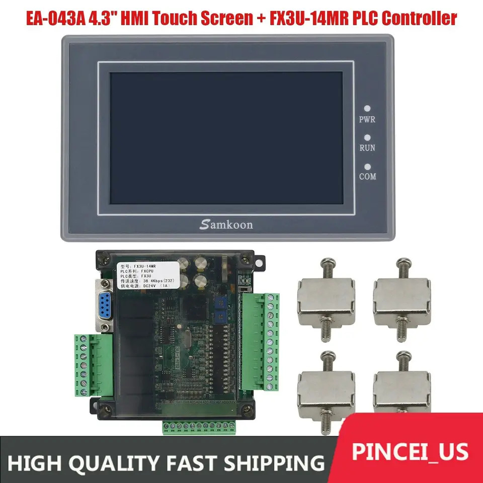 EA-043A HMI 터치 스크린 FX3U-14MR 프로그래밍 PLC 컨트롤러 보드 pe66 4.3 인치